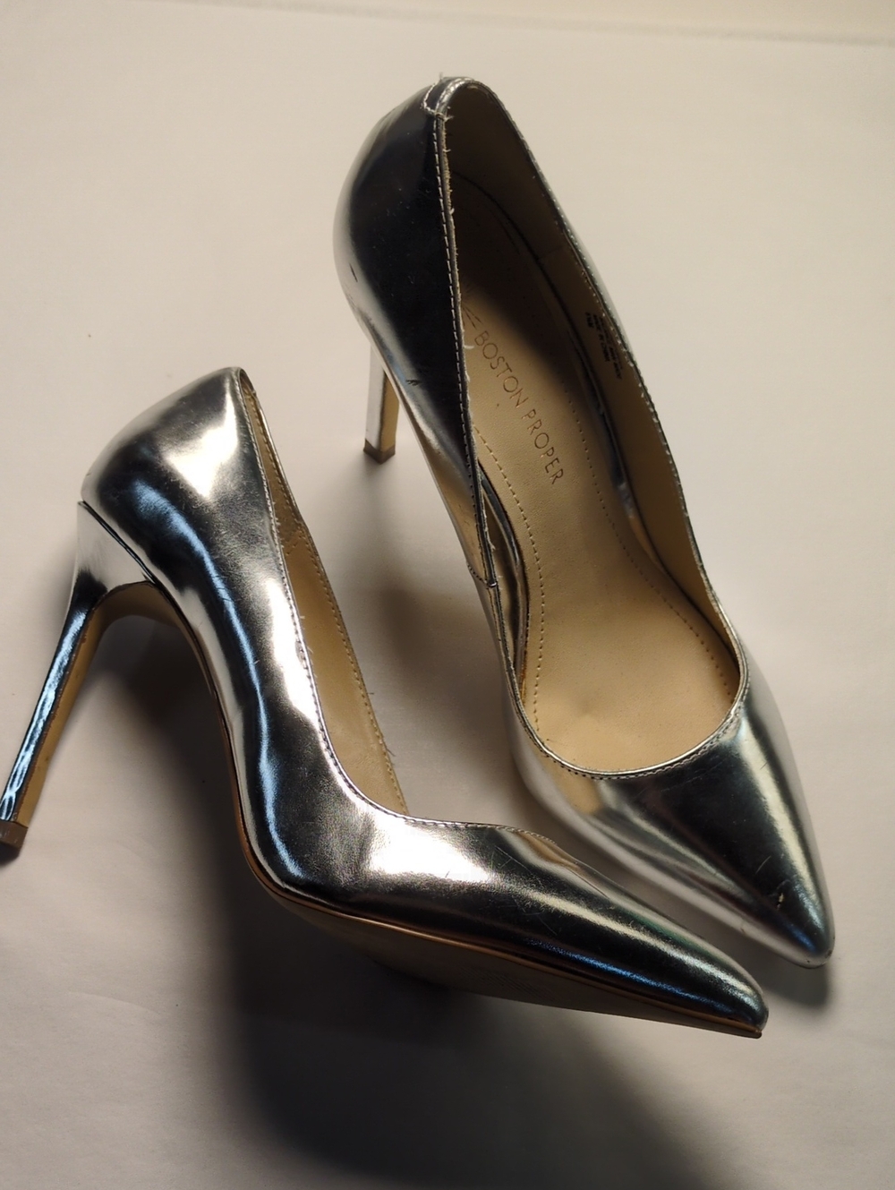Boston Proper Metallic Silver Stiletto High Heels Size 8.5